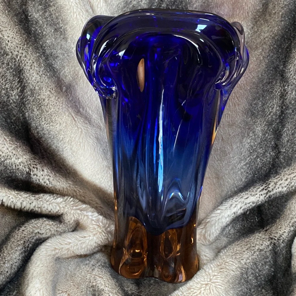 Stunning Very Heavy Multi Color Murano Style Vintage Large Vase - Picture 16 of 16